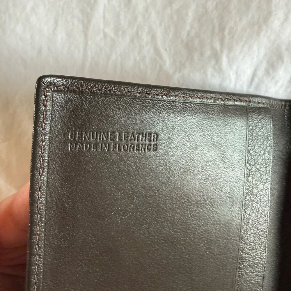 Brown Leather Clutch Wallet with Gold Initials